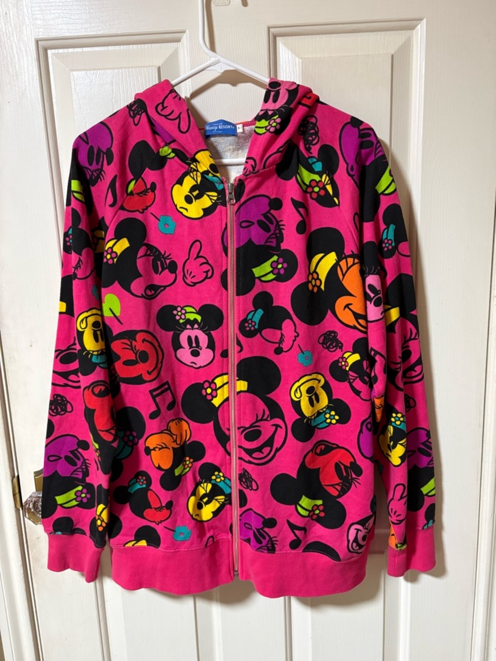 Mickey Mouse - Minnie Disney Hoodie Tokyo Disneyland Resort OverPrint Sz. L